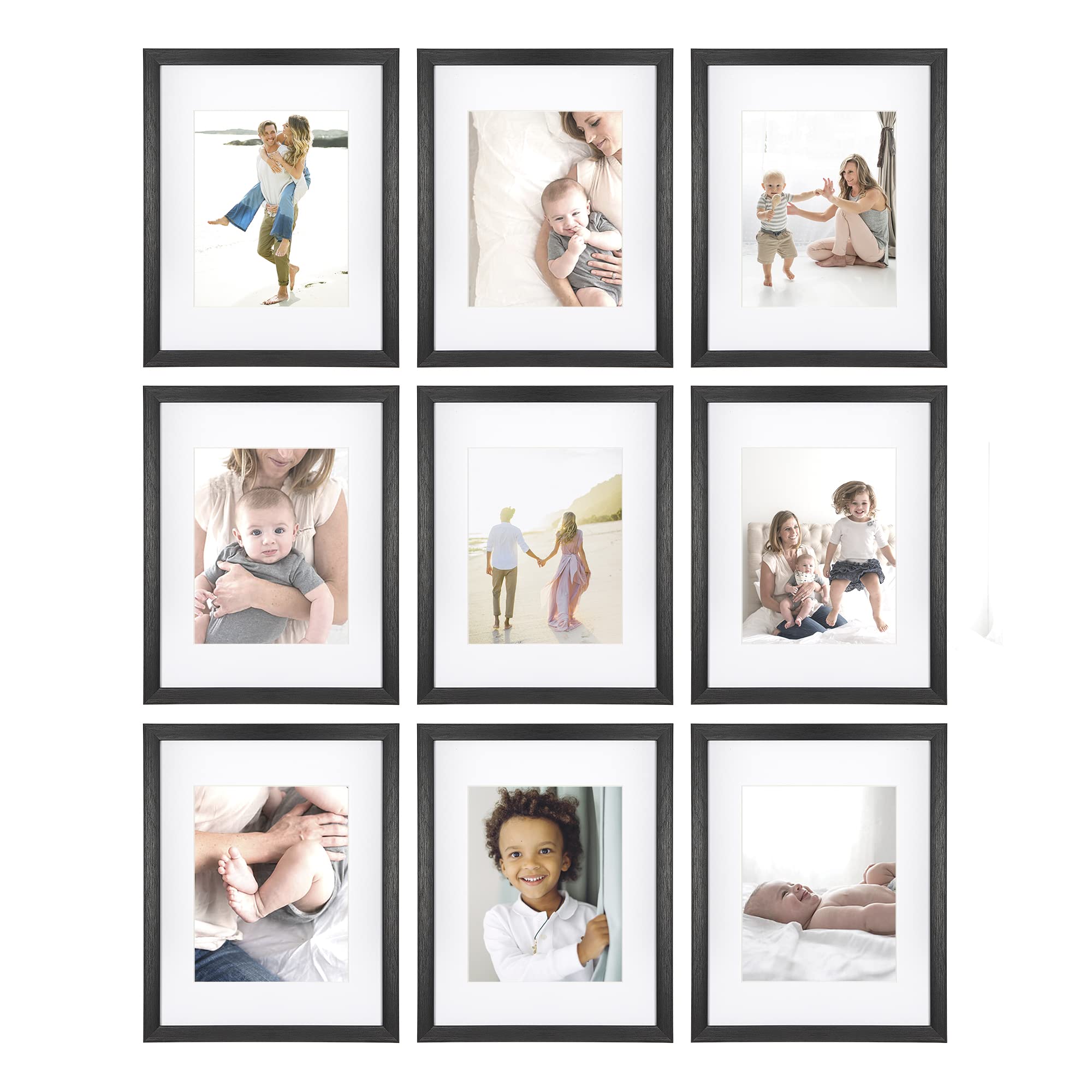 ( incomplete 8 pieces only ) Sheffield Home 9 Piece Gallery Wall Frame Set, 11x14 in. matted to 8x10 in. (Matte Black)