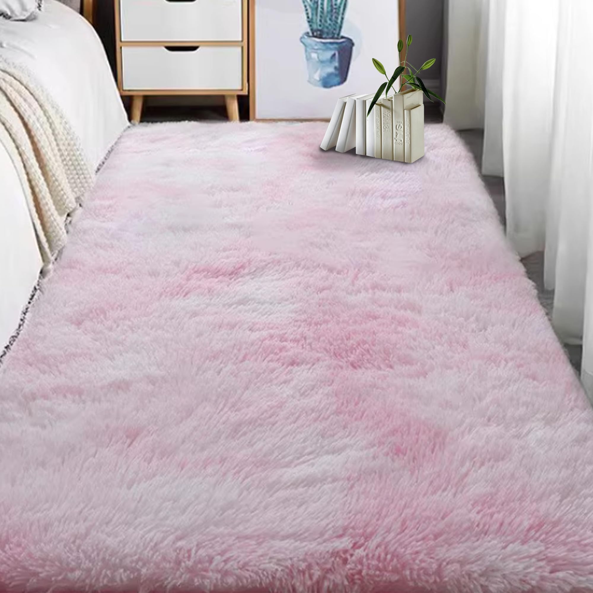 Tapis de salon moelleux pour une chambre cocooning ou un coin canapé rose