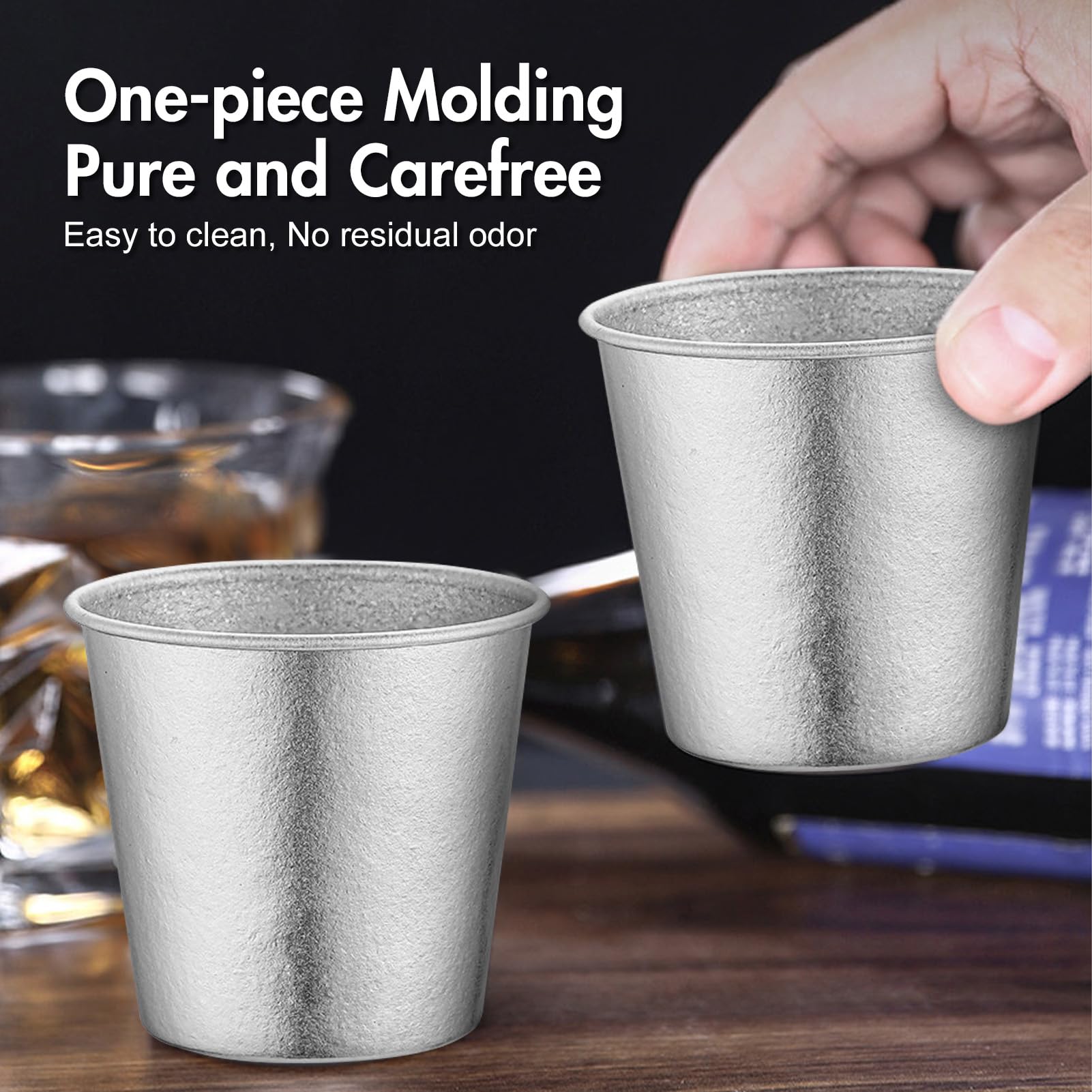 Jiawu Tazza Titaniums, Tazza da Viaggio Pure Ti a Strato Singolo da 200 Ml, da caffè Ti Impilabile per Viaggi, Campeggio, Zaino in Spalla, Adatta per caffè, (tazze in stile fiore di ghiaccio)
