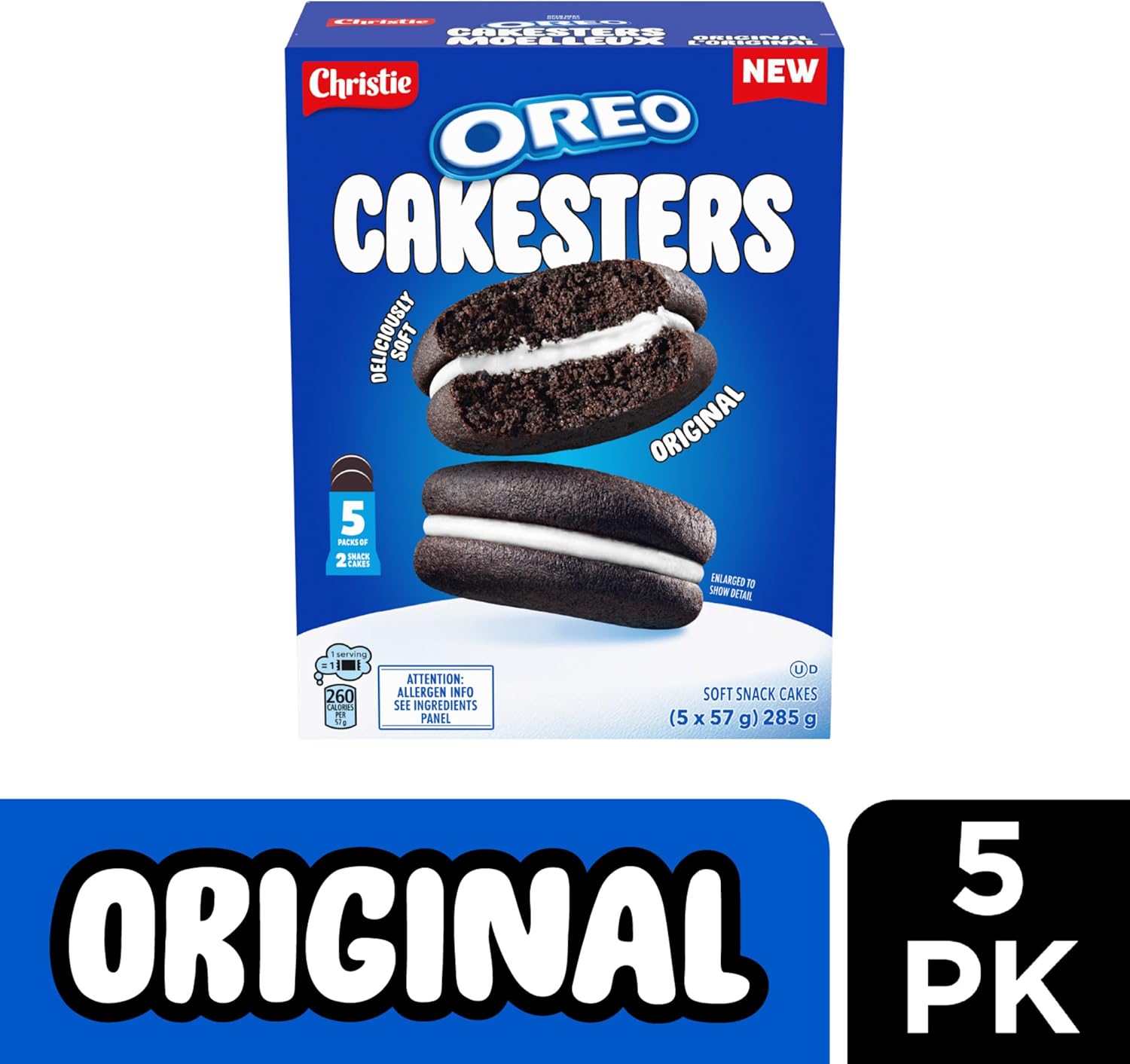 OREO Cakesters Soft Snack Cakes, 285g (Pack of 5, 57g each) Snack Packs, Original - Image 5