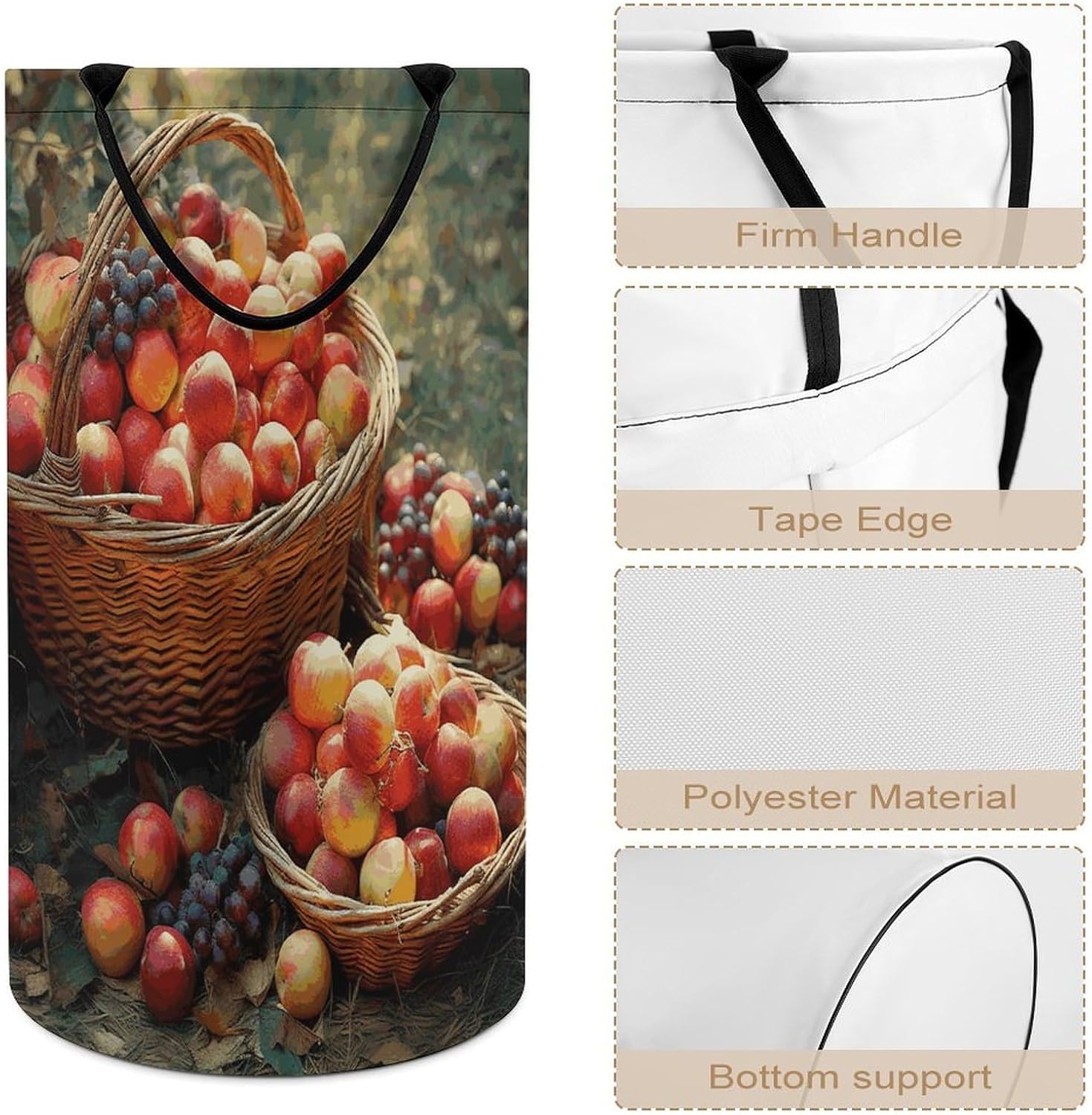 Fruit Harvest Laundry Hamper Freestanding Waterproof Clothes Hamper with Easy Carry Handles Large Collapsible Laundry Baskets Portable Dirty Clothes Basket