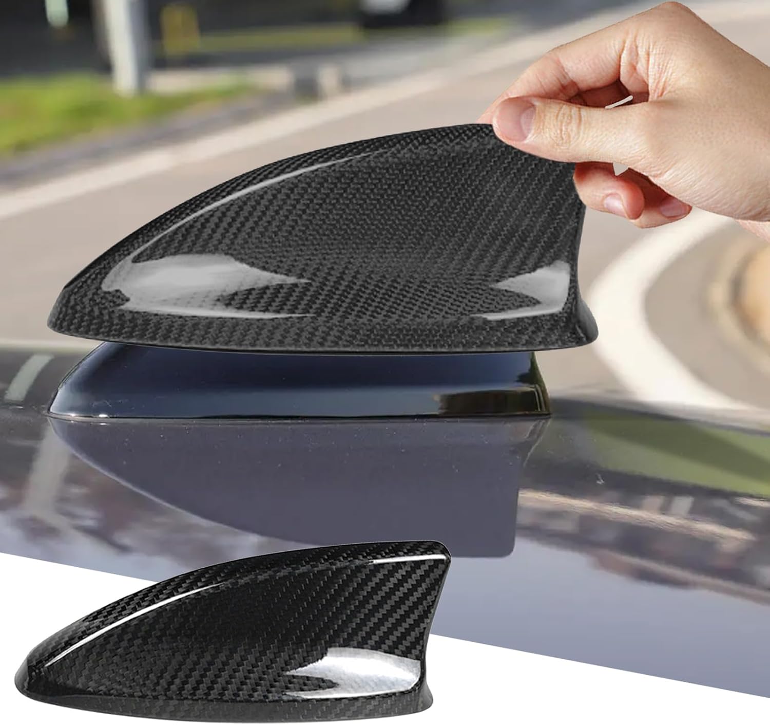 Compatible with Antenna Cover Shark Fin Trim Hood Real Carbon Fiber Automotive Roof Aerials for 11th Gen Honda Civic 2022 2023 2024 (Black)