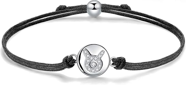 J.Endéar Constellation Bracelet for Birthday, 925 Sterling Silver Handmade Cord Filigree 24cm Adjustable Bracelet Lucky Horoscope Birthday Gift for Girls Kids Women