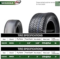 Vista 2 de WANDA Juego de 4 neumáticos de césped para cortacésped de giro cero 11x4-5 delanteros y 16x6.5-8 traseros/4PR -13204/13019