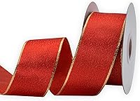 Vista 29 de Cinta de borde con alambre de múltiples lunares, carrete de 1-1/2 pulgadas, 10 metros (32.8 ft), verde con puntos de Navidad, uso para envolver