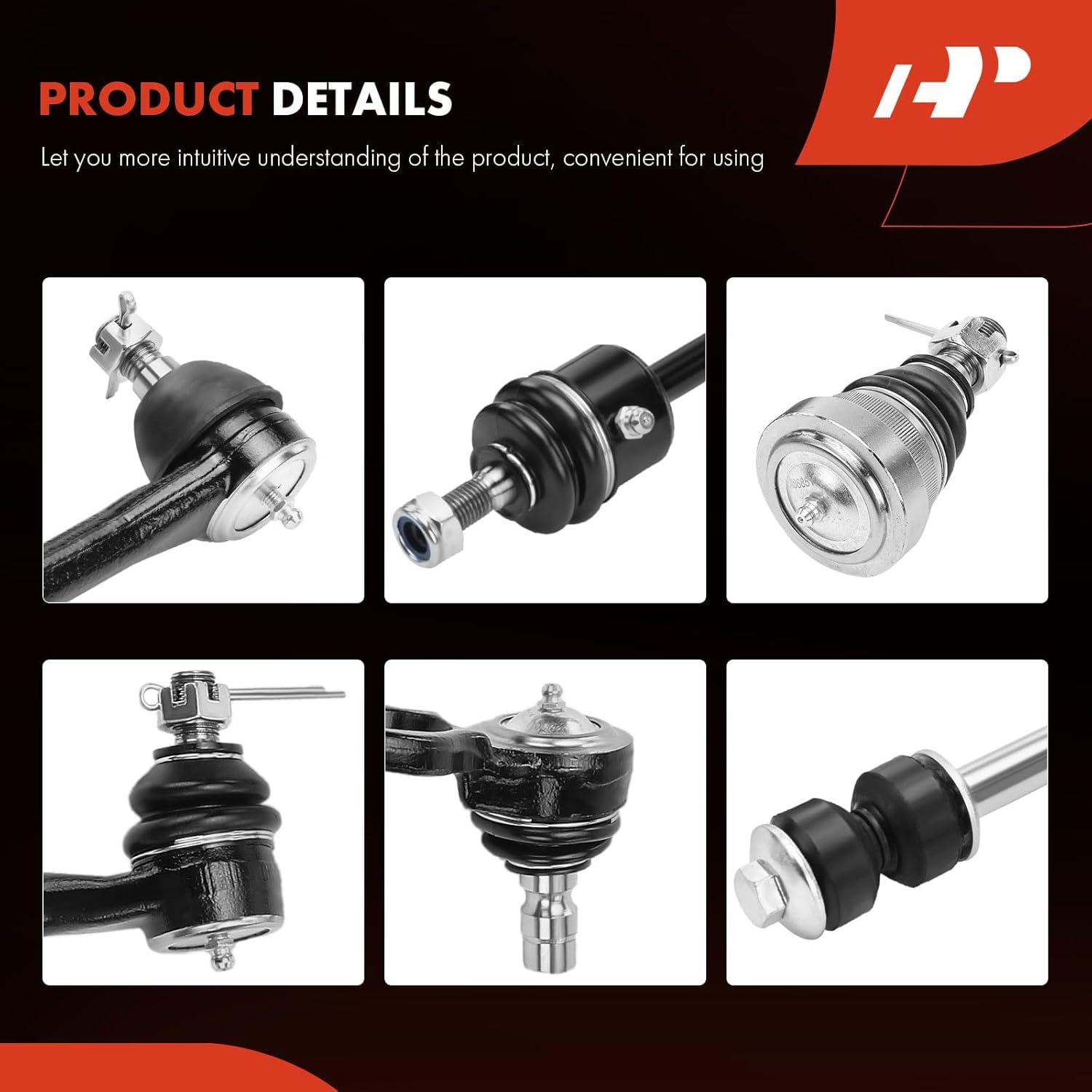 A-Premium 12Pcs Front & Rear Suspension Kit, Sway Bar Link Upper Lower Ball Joint Inner Outer Tie Rod End, Compatible with Ford Crown Victoria, Lincoln Town Car, Mercury Grand Marquis, 1995-1997