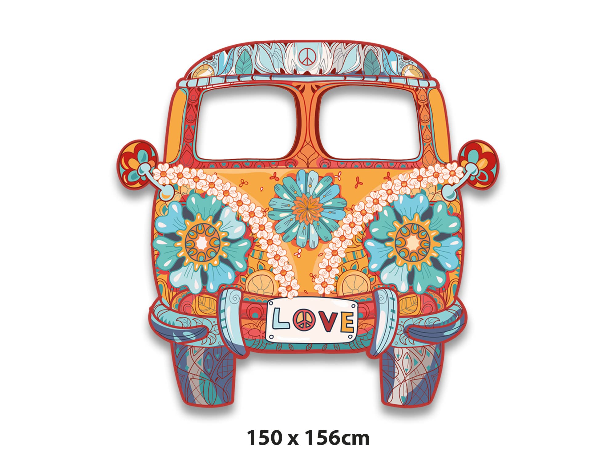 Photocall Furgo Hippie | 1,50 m x 1,56 m | Photocall idéal pour fêtes | Produit original