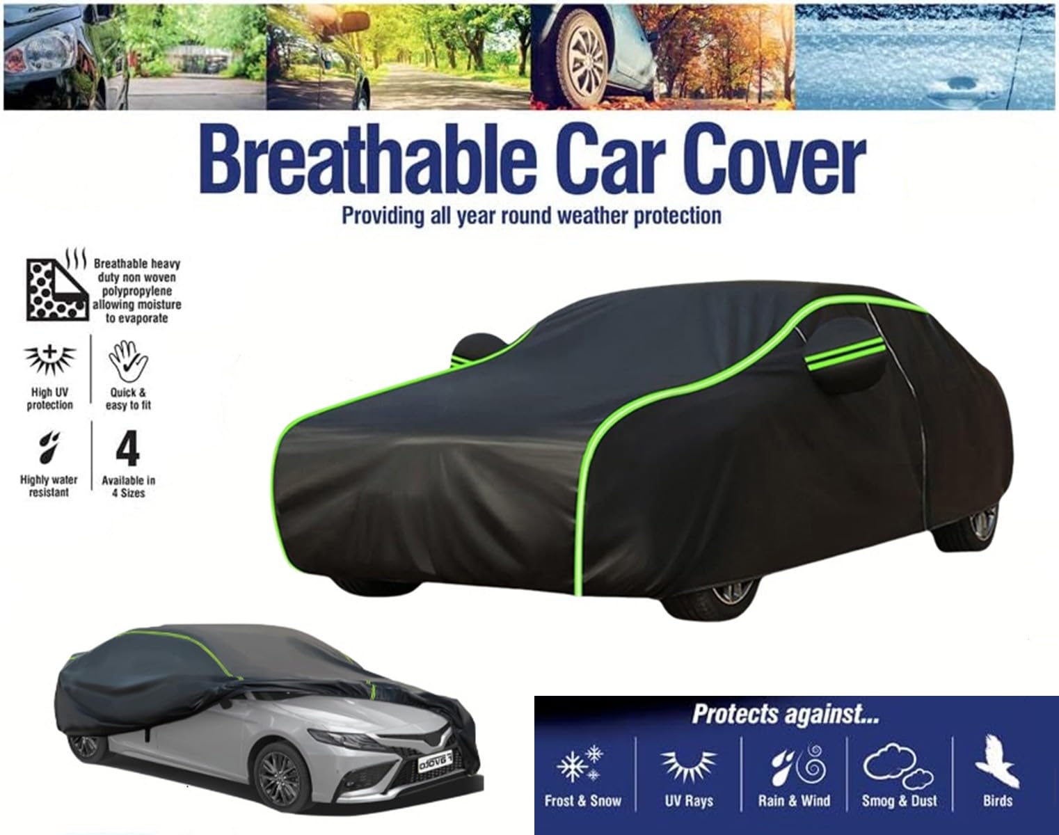 Telo Copriauto per Jeep Avenger, Copertura Auto Esterno Impermeabile Traspirante, Telo Macchina Invernale Antineve vento Completa Protezione Auto Accessori
