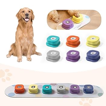 Mewoofun ペット用　知育トイ　ボタン　コミュニケーション Amazon | MEWOOFUN 犬用 録音ボタン 6個入り 会話ボタン 音声