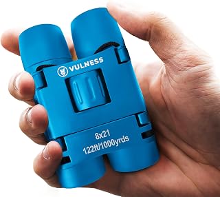 VULNESS Binoculars for Adults, Small Mini Travel Essentials, 8X21, Blue | Compact Binoculars for Camping, Cruise Ship, Hiking Gear, Bird Watching, Norwegian, Alaska, Costa Rica, Must Haves, Gifts