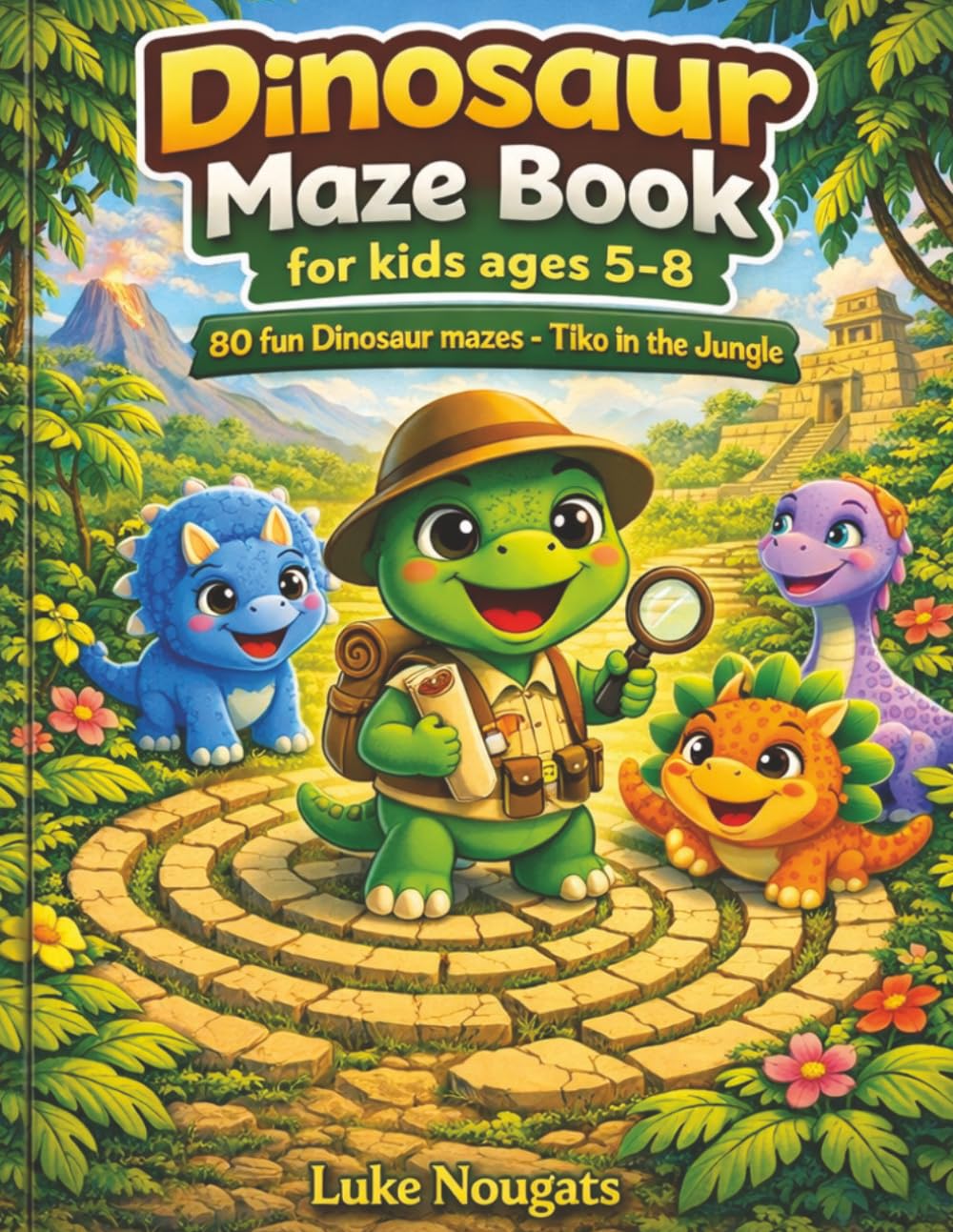 Dinosaur Maze Book for kids ages 5-8: 80 fun Dinosaur mazes - Tiko in the Jungle (Tiko the Explorer Dinosaur Activity Book Series)