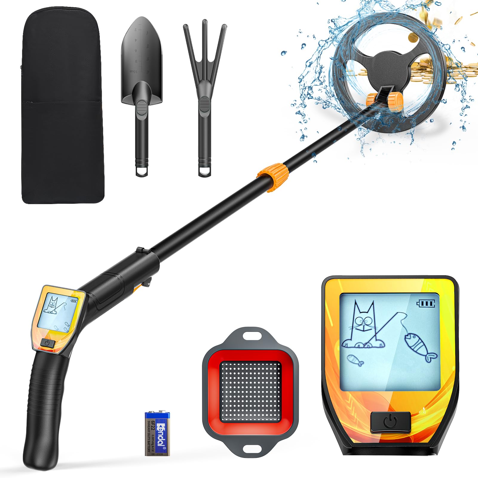 Detector de Metales Niños, Metales Detector con Bobina Impermeable de 18 cm con Pantalla LCD, Detector de Metales Muy Sensible con Bobina de Investigación Impermeable para Niños o Principiantes