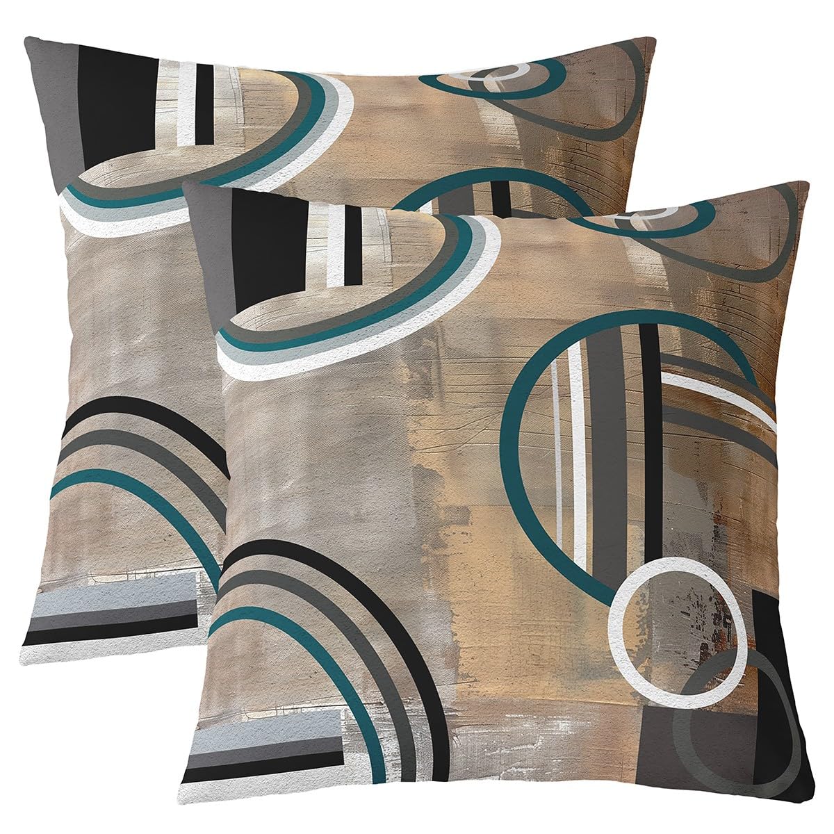 Erosebridal Oil Painting Pillow Covers for Sofa,Cream Brown Gray Throw Pillow Covers 22x22 Inch Set of 2,Swirls Cushion Covers,Modern Chic Abstract