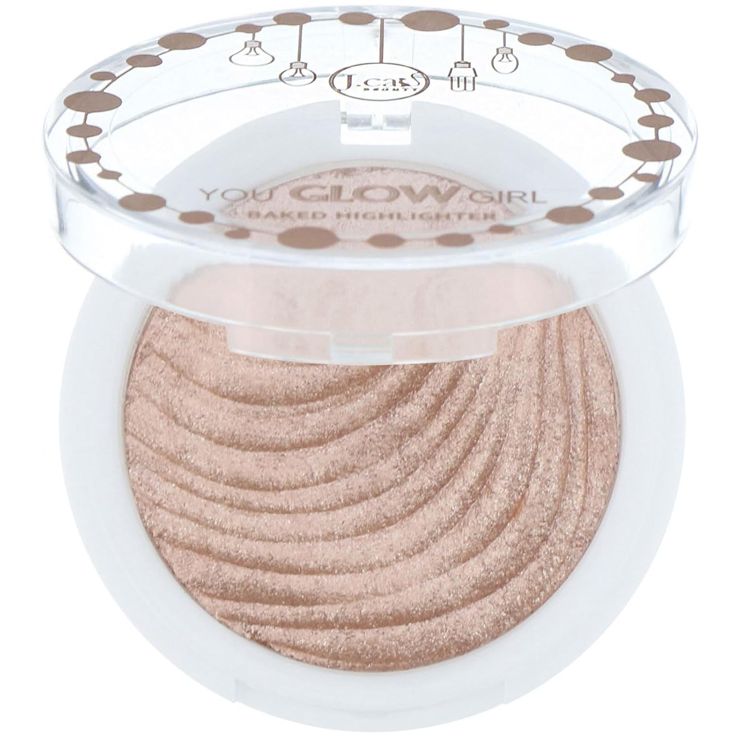 J.Cat Beauty You Glow Girl Compact Multi-Dimensional Highlighter, Highly Pigmented, Shimmery Baked Highlighter for Luminous Finish, Pink Goddess