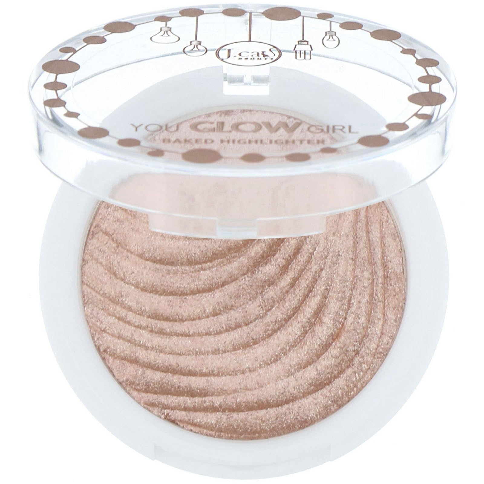 J.Cat Beauty You Glow Girl Compact Multi-Dimensional Highlighter, Highly Pigmented, Shimmery Baked Highlighter for Luminous Finish, Pink Goddess