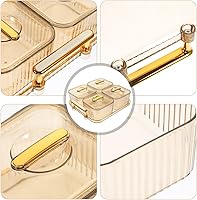 Vista 3 de Cabilock Juego de bandejas de aperitivos de 4 secciones con tapa, bandeja de aperitivos para frutos secos, papas fritas, frutas para entretenimiento