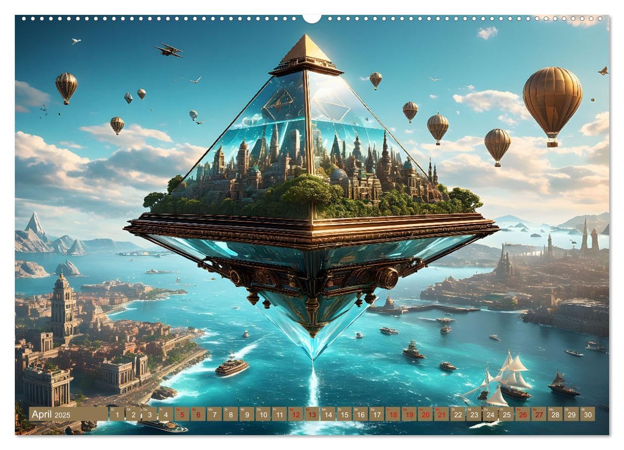 Steampunk Pyramidenwelt (Wandkalender 2025 DIN A2 quer), CALVENDO Monatskalender: Beeindruckende Bilder futuristischer Lebensräume und fantastischer ... in einer fiktiven Welt (CALVENDO Technologie)