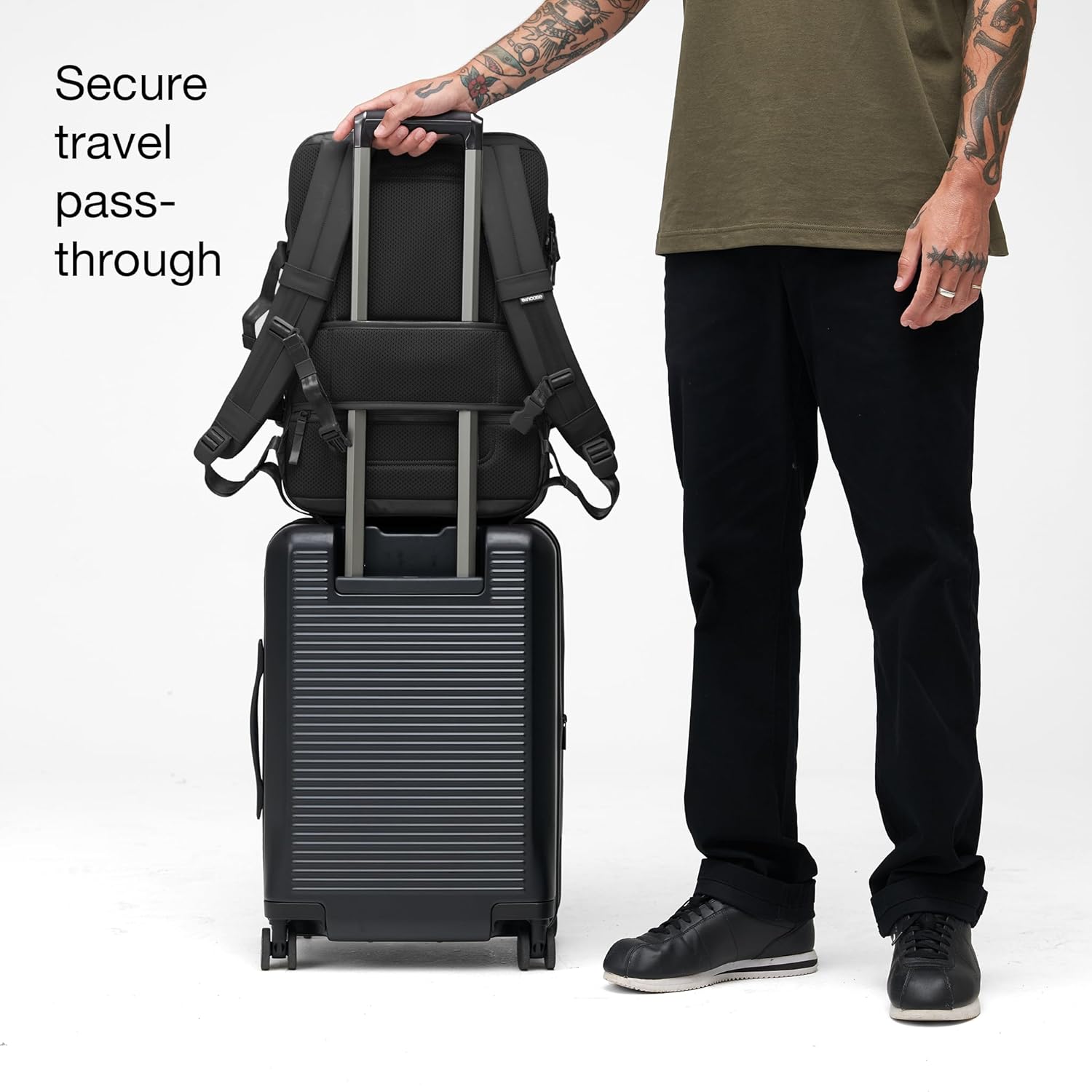 Incase A.R.C. Travel Backpack 38L – Expandable Carry On Luggage, Fits up to 17" Laptop – Butterfly Opening, Quick Access Pocket, Shoe Storage – Airplane Travel Essentials, Weekend Bag – Black - Image 9