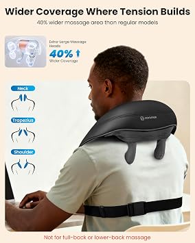 COMFIER Cordless Neck and Shoulder Massager with Heat, Wearable 4D Shiatsu Deep Tissue Kneading for Desk Workers and Drivers, Hands-Free Straps, FSA Eligible HSA Gift