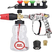 BEAR FORCE Pressure Washer Color Painted Short Spray Gun M22-ID14mm Max 3000 PSI & Foam Cannon Foam Gun Set, for Kar-Cher Pressure Washer, Light Duty Foam Lance Thick Foam Blaster, Car Care Detailing