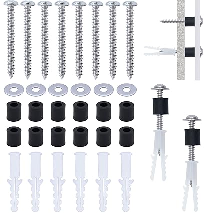 30 Set (120 Pieces) Pegboard Mounting Kit Wall Peg Boards Installation Accessories Pegboard Spacer Kit Includes Screws, Anchors, Spacers and Washers for 1/4-Inch Pegboard