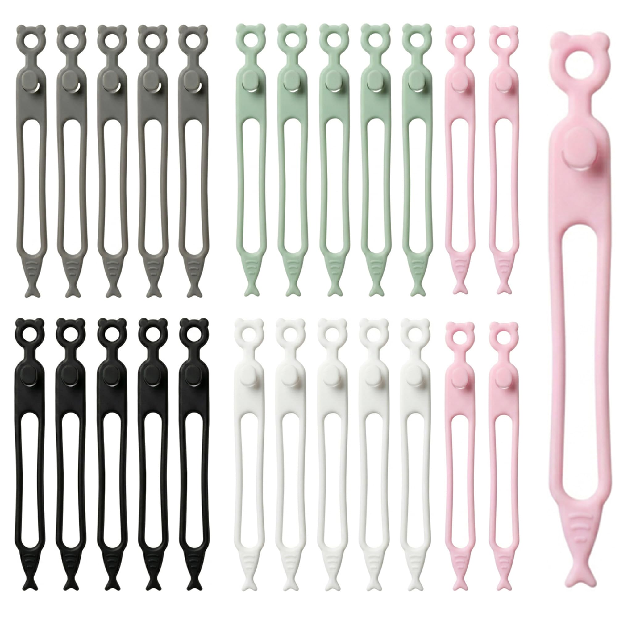 Cable Ties Silicone Reusable Cable Straps, 25pcs for Desk Management