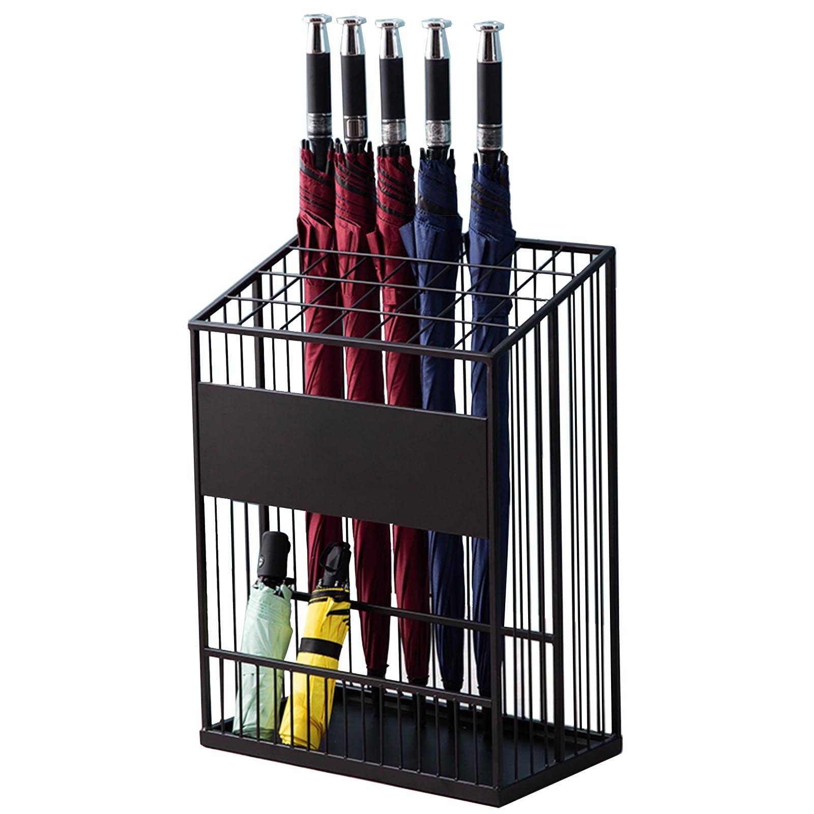SaryEdge Freestanding Entryway Storage Rack for Umbrellas and Canes - Non-Slip Feet for Hallway Organization,Black-Large,Black-Large