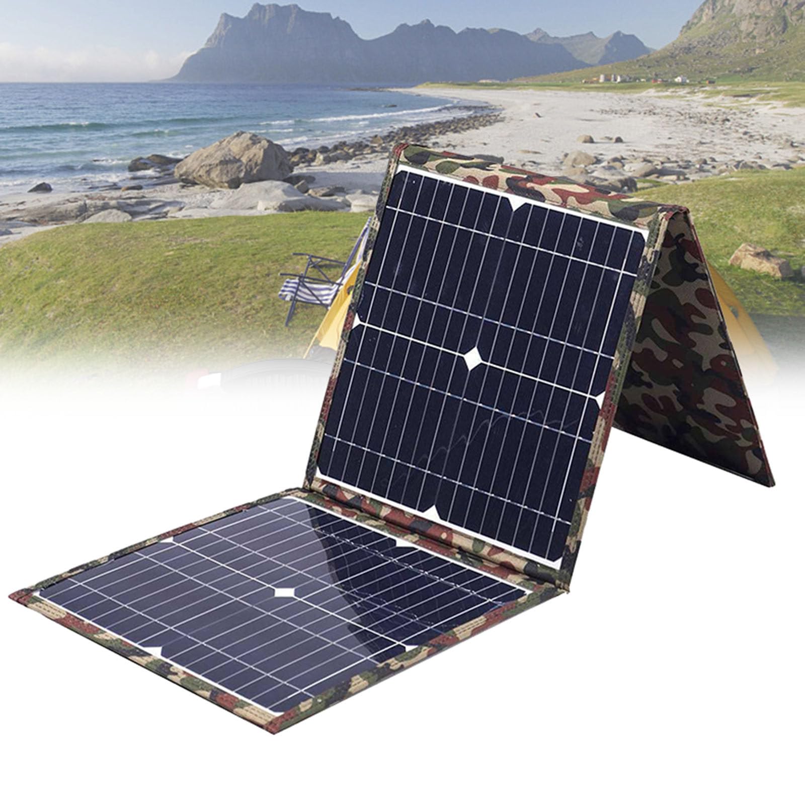 Kit de Panneau Solaire de Camping, Panneau Solaire Pliable 36 W, Sac Pliable Portable pour l'extérieur, Sortie DC 18 V/USB 5 V, pour Voiture, Bateau, Caravane