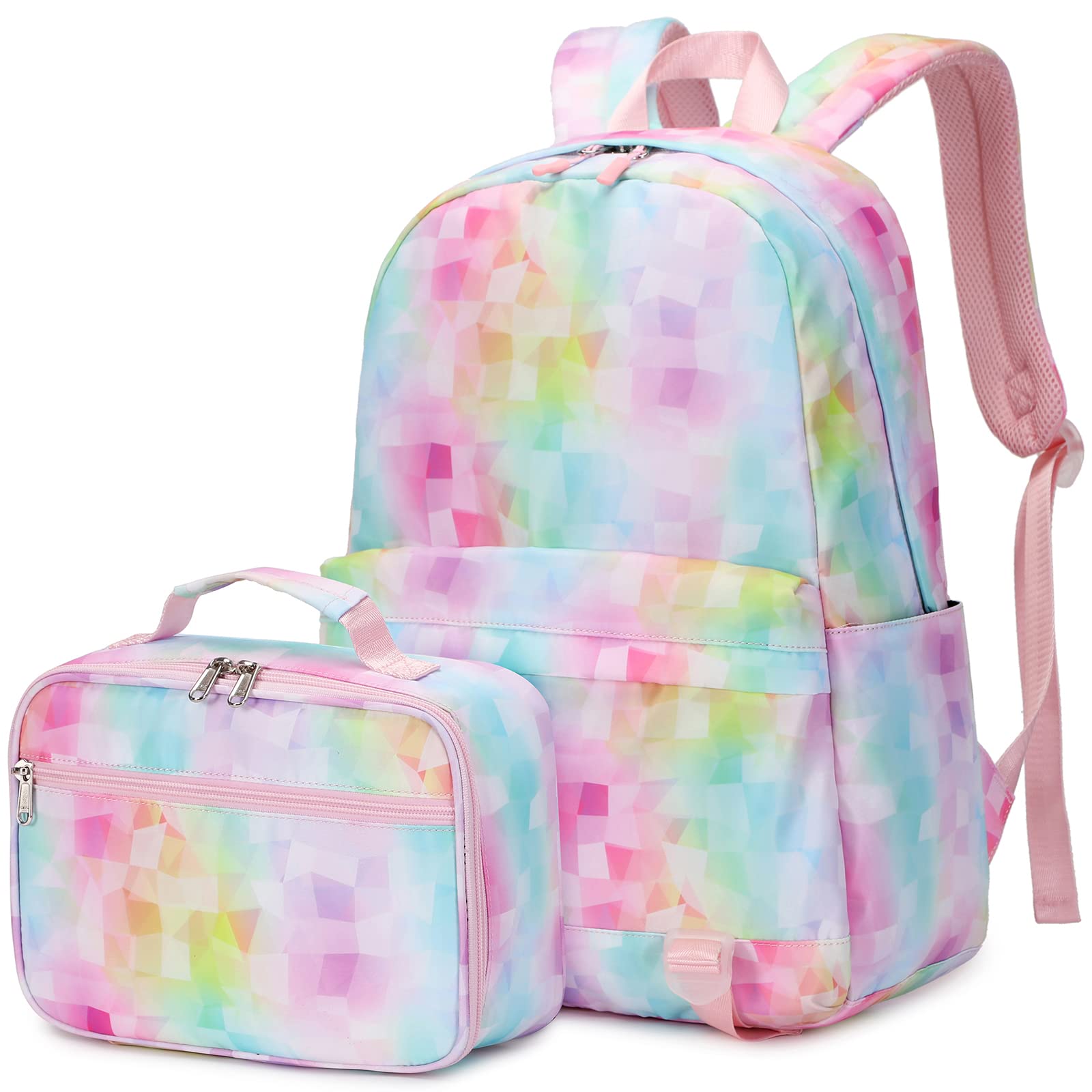 CreateyMarble Backpack for Girls School Backpack with Lunch Box Kids Backpack Bookbags School Bag Set for Preschool Primary Elementary Students