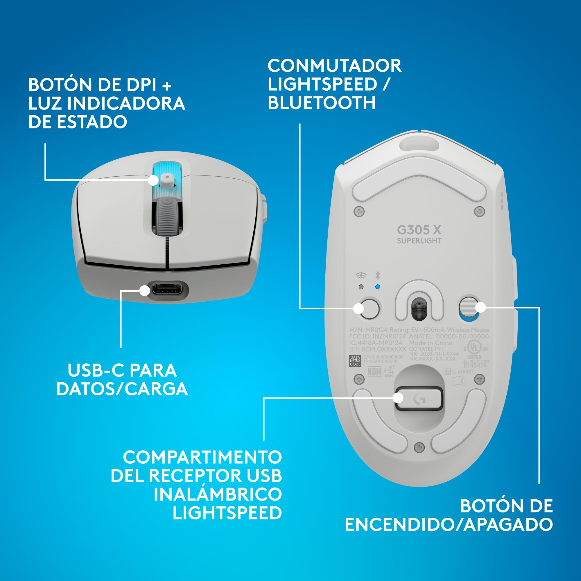 Logitech G G305 X Superlight + G321 Lightspeed Combo - Blanco