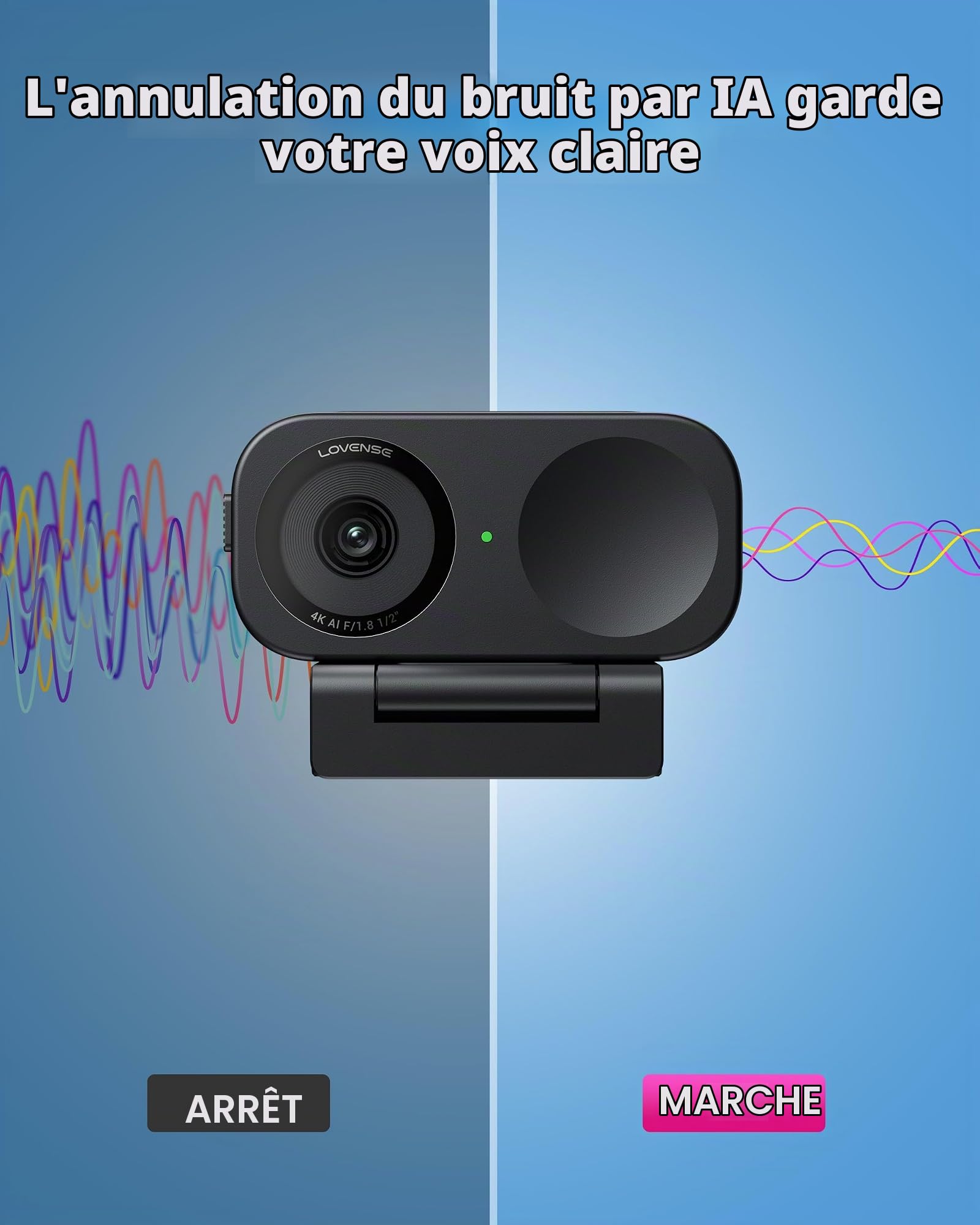 LOVENSE Webcam 2 4K pour PC, Caméra de Streaming en Direct, Capteur 1/2"