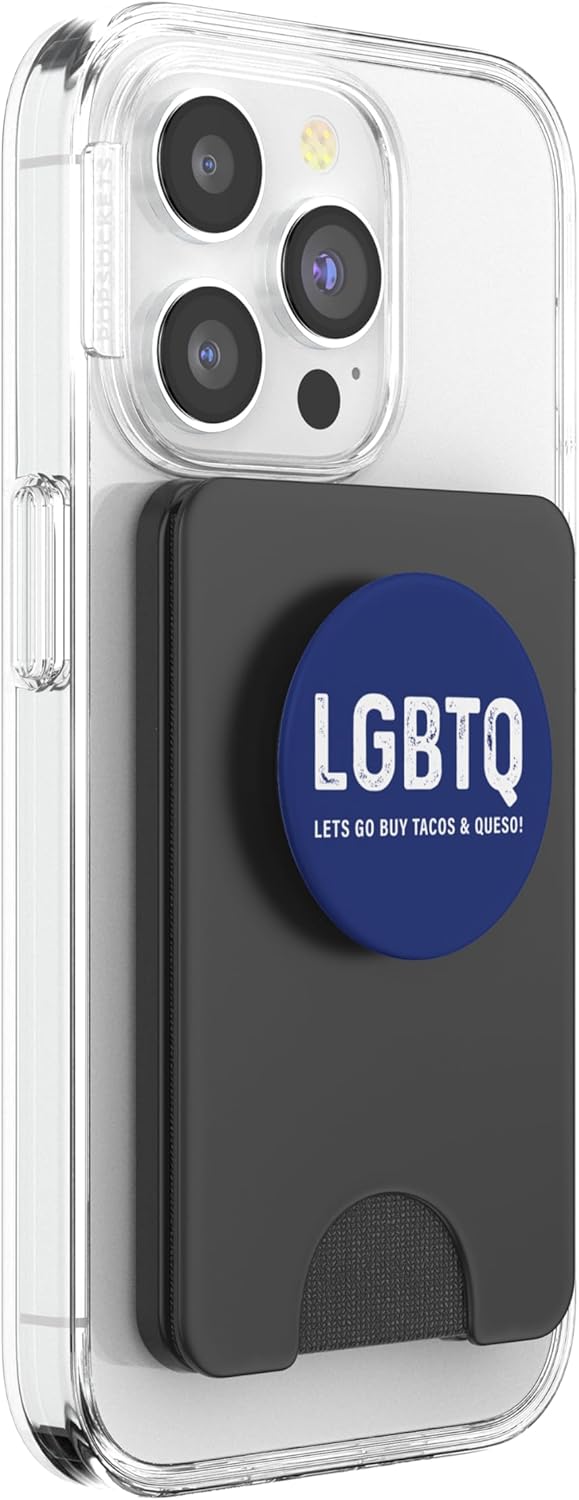 Funny Taco Design - LGBTQ Let’s Go Buy Tacos & Queso PopSockets PopWallet for MagSafe