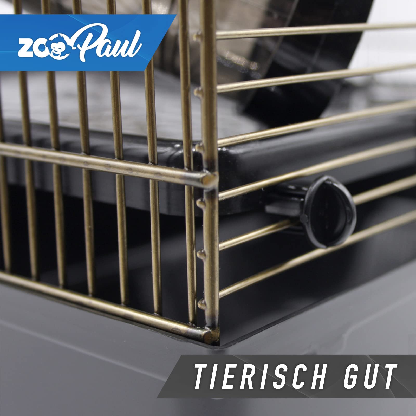 ZooPaul Deluxe Industrial Nagerkäfig Hamsterkäfig in schwarz Messing mit Zubehör