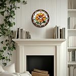Sunflower Pattern Clock 12 Inch Non-Ticking Clocks Round Wall Hanging Clock Battery Operated for Bedroom Living Room Kitchen Office