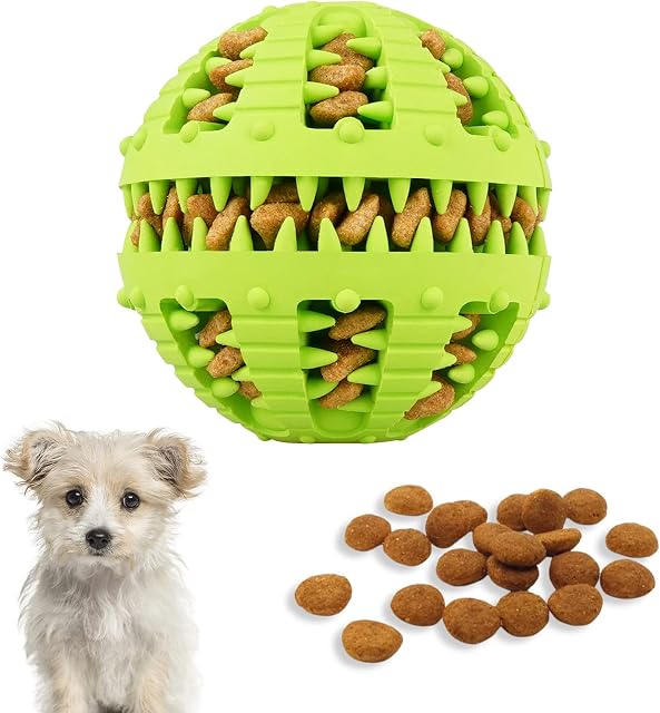 Bojafa Dog Toy Ball 8CM Durable Dog Puzzle Teething Toys for Boredom Small Medium Large Dog Teeth Cleaning Treat Dispensing IQ Training