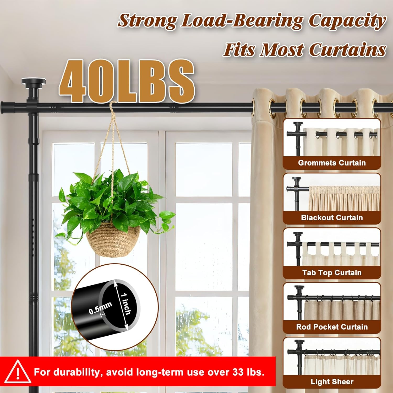 Room Divider No Drilling, 28-140 Inch Wide Adjustable Curtain Rod, 4-10ft Height Heavy Duty Partition Space Separator, Freestanding Tension Rod for Room Separation, Black