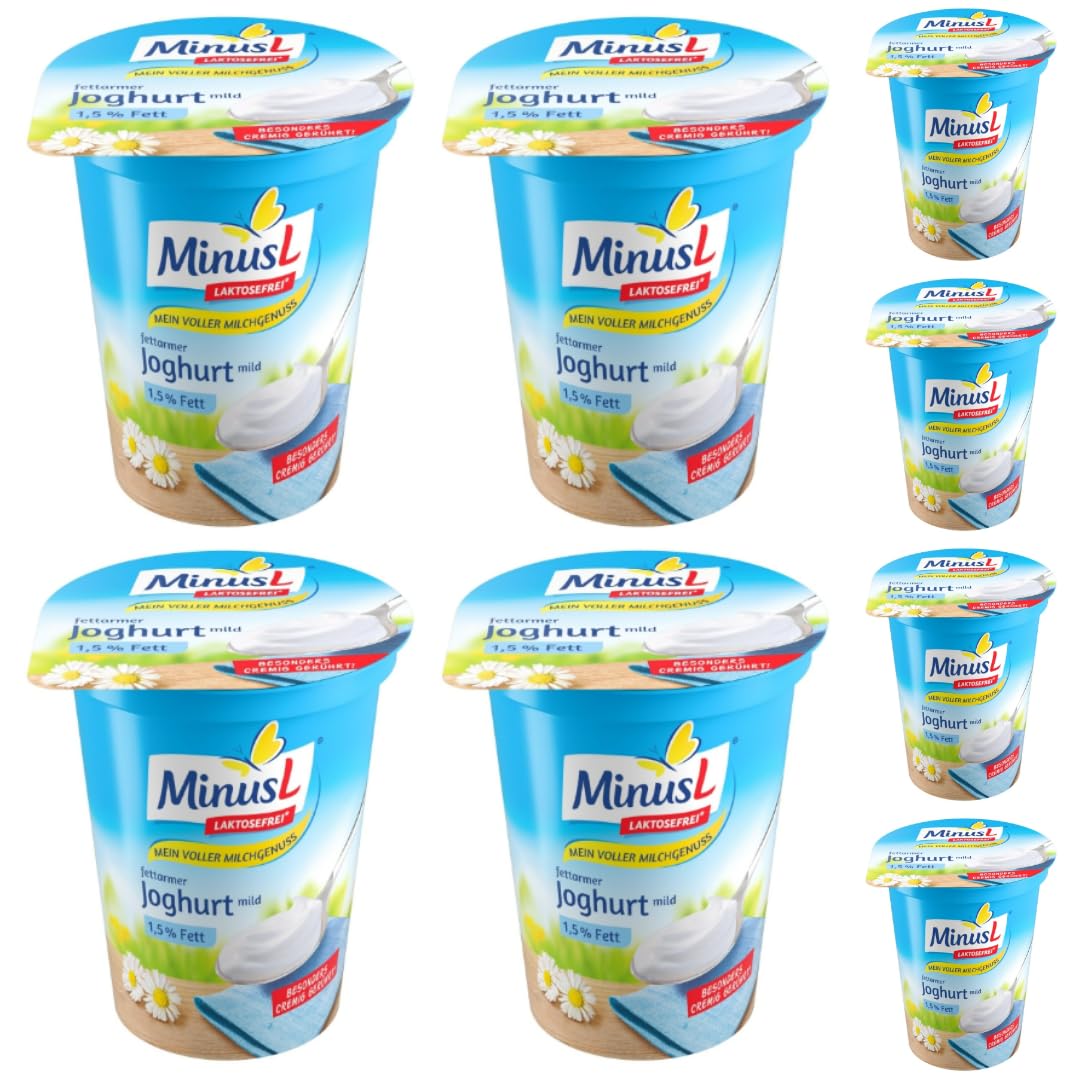 Minus L fettarmer Joghurt mild laktosefreien 1,5% Fett Joghurt 400 Gramm x 8 Stück [Frischegarantie] mit Pufai Grıcery