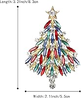 Vista 3 de BriLove Broche de árbol de Navidad, estrella de Navidad, marquesa de diamantes de imitación, regalo decorativo para mujer