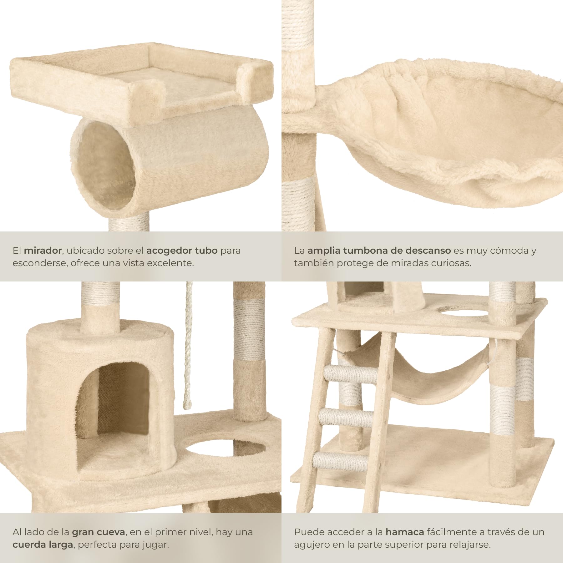 TecTake Rascador Árbol para gatos 86x49x141cm (beige | no. 402279)