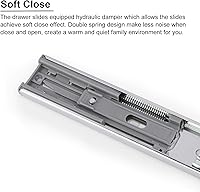 Vista 2 de Knobonly - Corredera extensible de soporte lateral completo para abrir 3 cajones plegables, suave, cierre automático