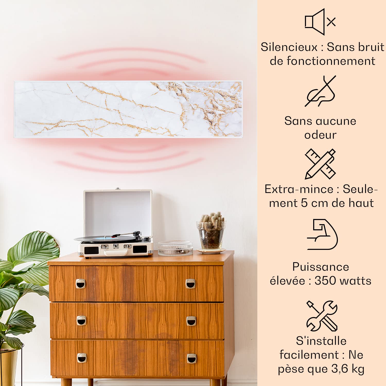 Klarstein Radiateur Infrarouge Mural Intelligent, Chauffage Infrarouge 350W, Panneau Chauffant Infrarouge, APP Mobile, Radiateur Electrique Extra Plat, Salle de Bain, Sans CO2, Faible Conso d'Energie