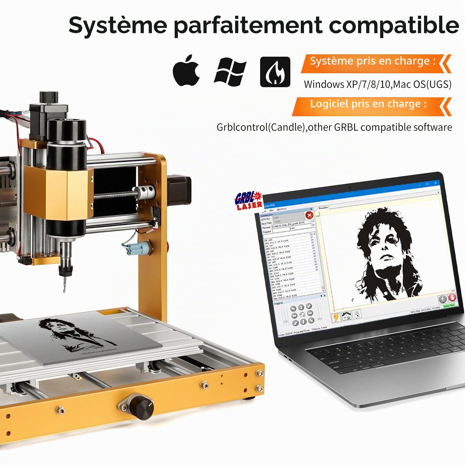 Annoytools CNC Fraiseuse All-Metal CNC 3018 PRO MAX avec Broche de 500 W, Interrupteurs de Fin de Course et Arrêt d'urgence, 300 x 180 x 80 mm Zone de Travail pour Bois, Acrylique, Métal Mou