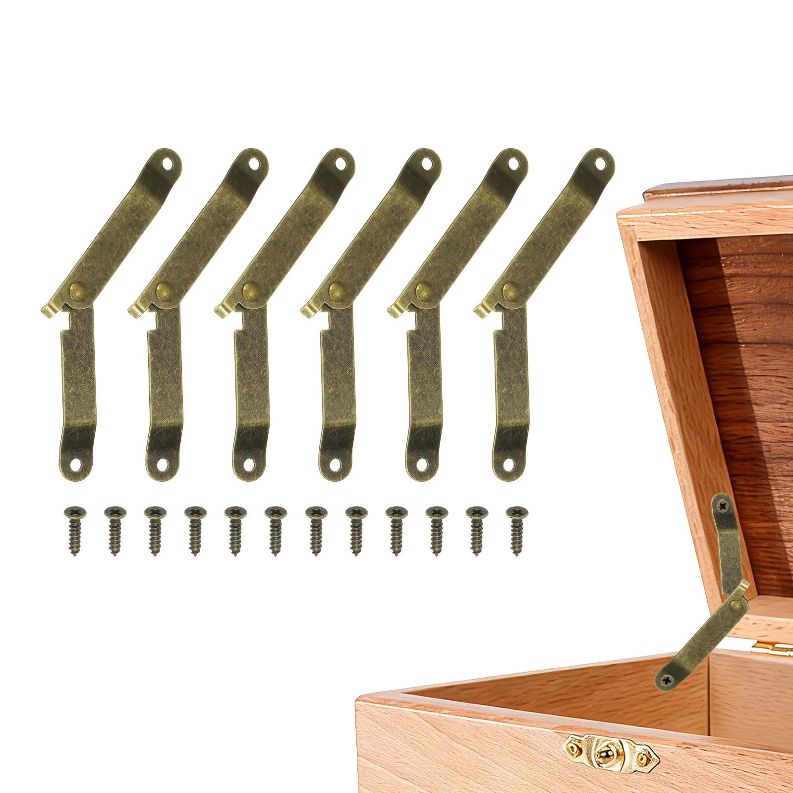 sourcing map 6Pcs Folding Lid Support Hinges,2.68"x0.43",Bronze