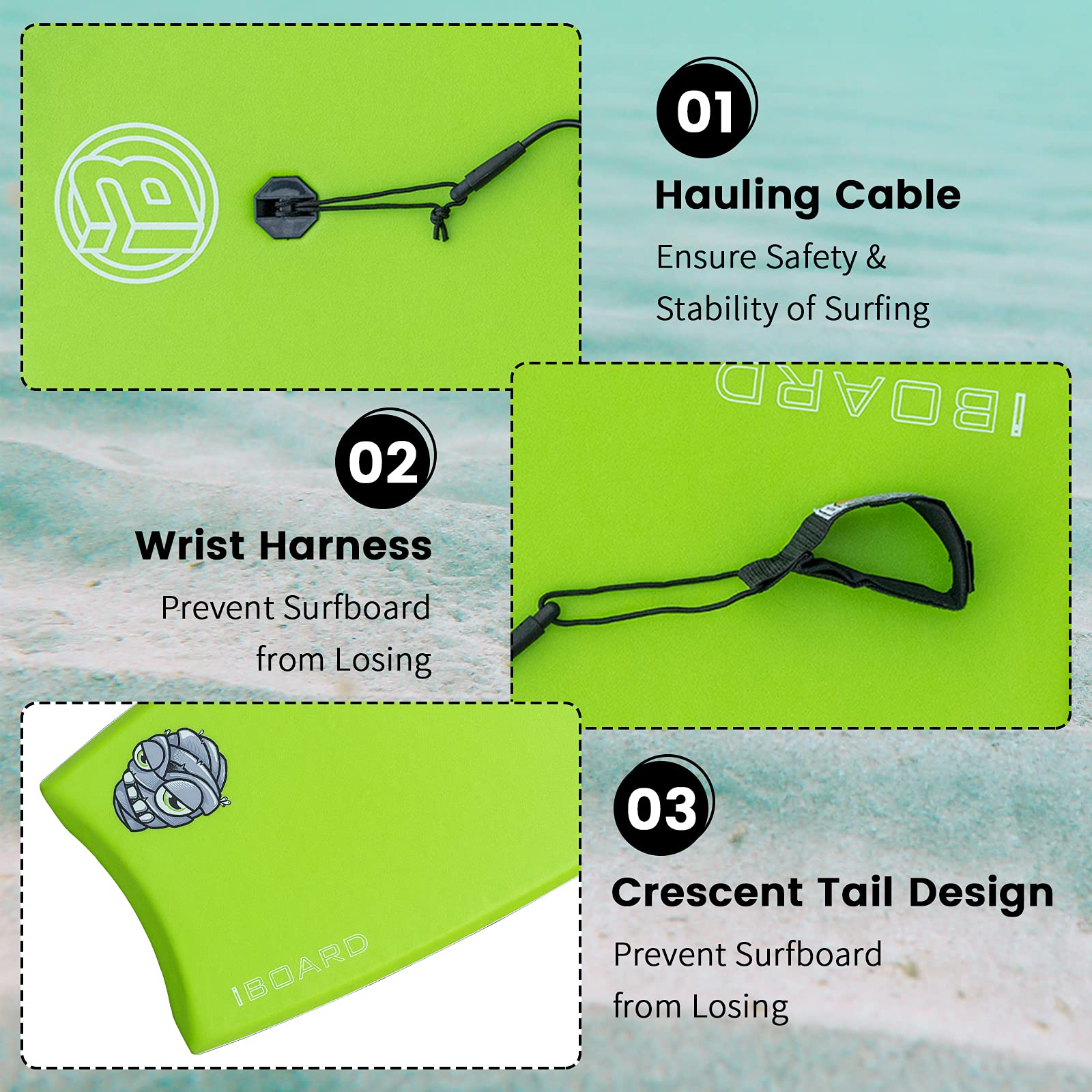 Tabla de bodyboard ligera de 41 pulgadas con cubierta de EPS y correa para adultos y adolescentes