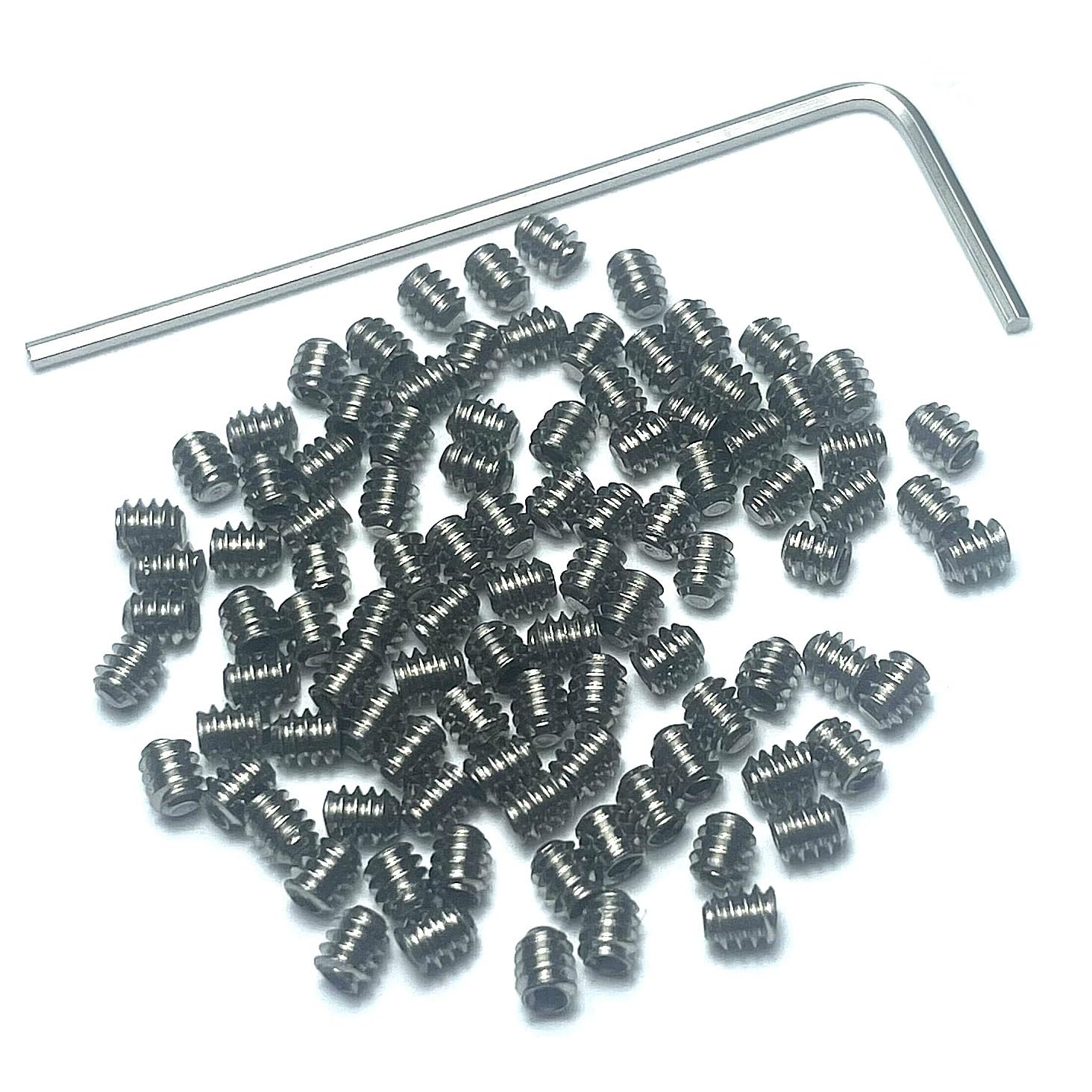 ZDingTech 100pcs Set Screws 4-40 x 1/8 inch 304 Stainless Steel Allen Head Hex Hexagon Socket Set Screws with 1.27mm Allen Wrench,Set Grub Screws Hex Allen Head Socket Set Screw.(1/8