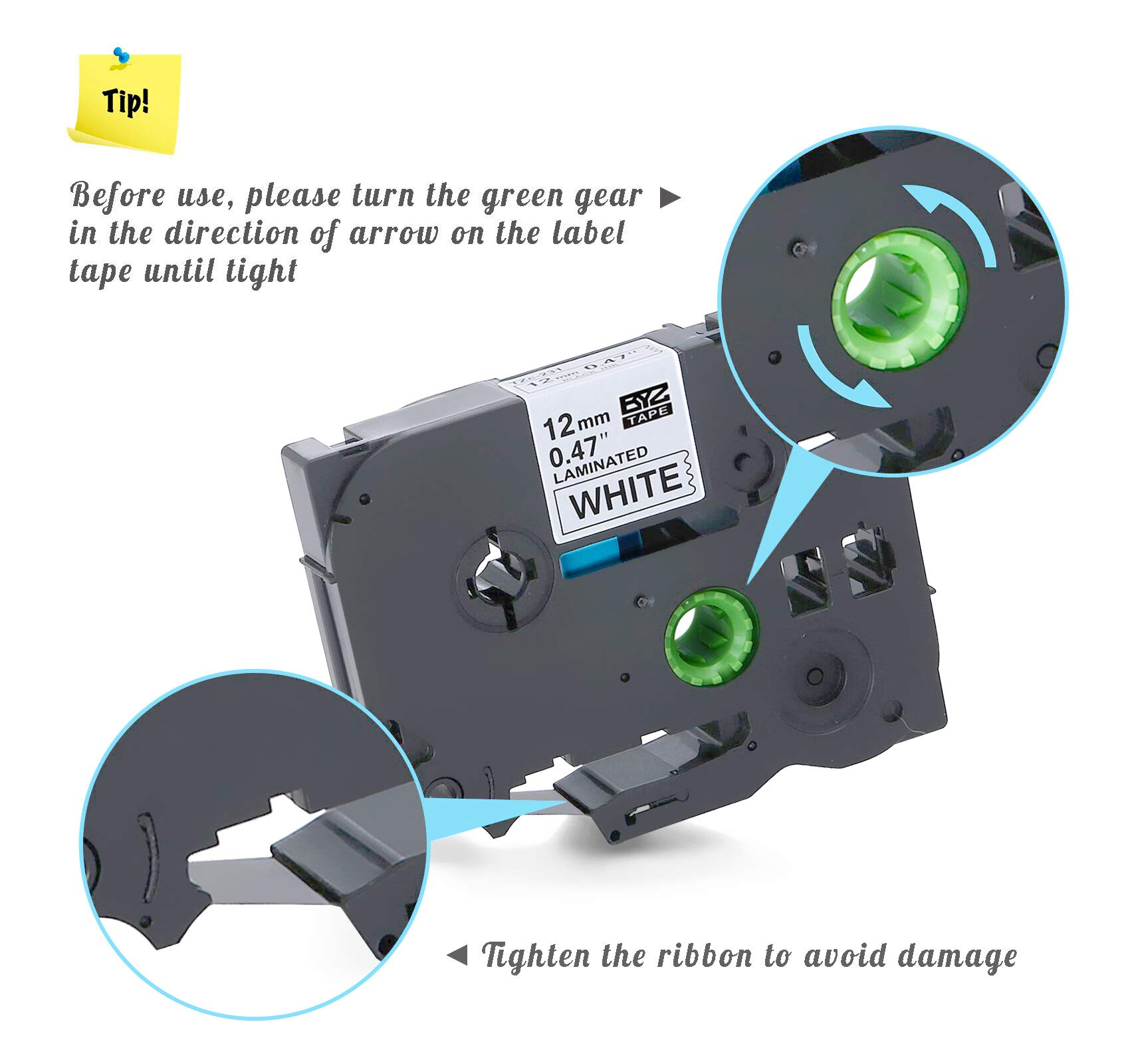 Brother Nastro TZe-231 12 Mm Laminato Bianco / Nero - Acquista Su - Foto 5