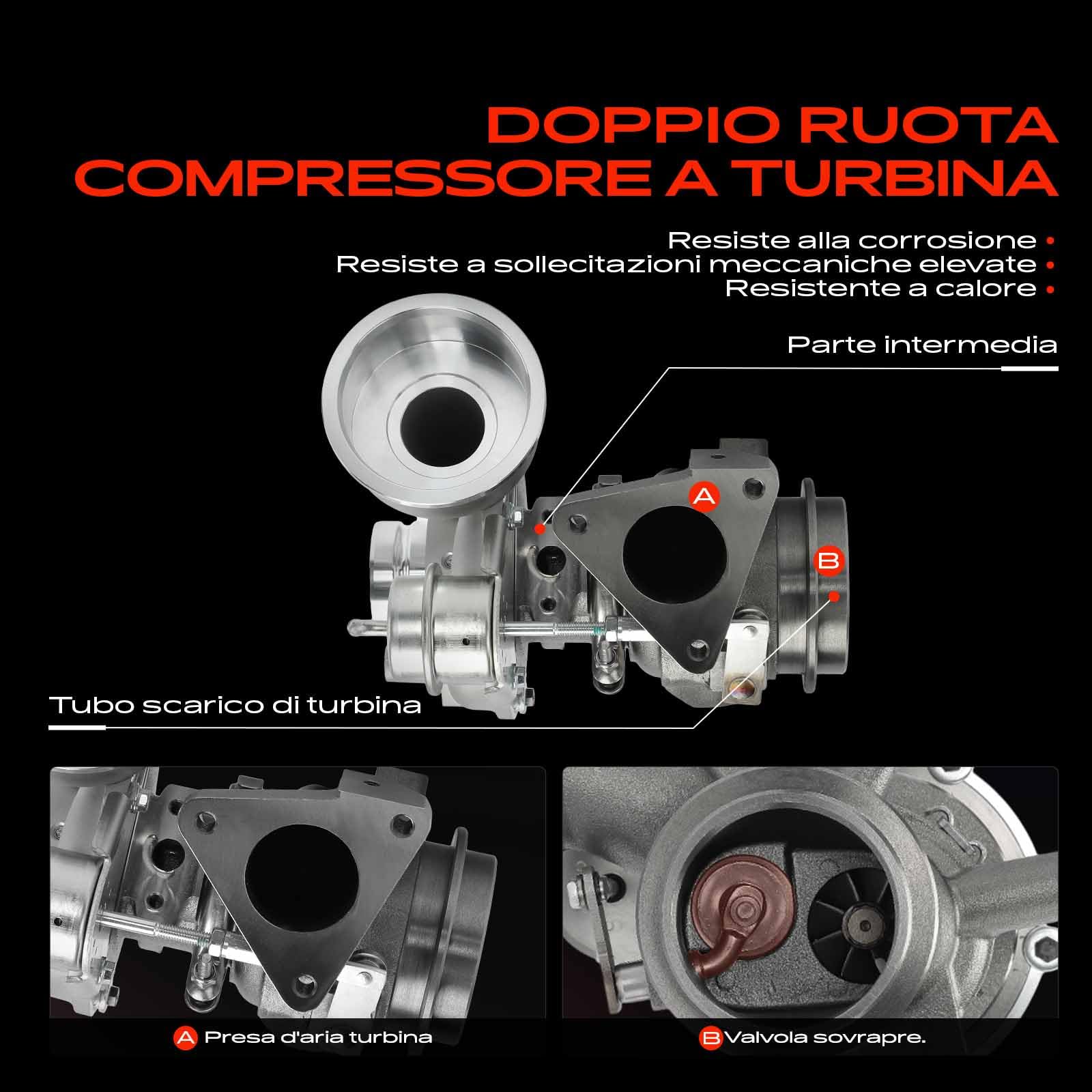 Frankberg Sistema di scarico turbocompressore scarico turbocompressore | A6400901380; Compatibile con: Classe B W245, Classe A W169