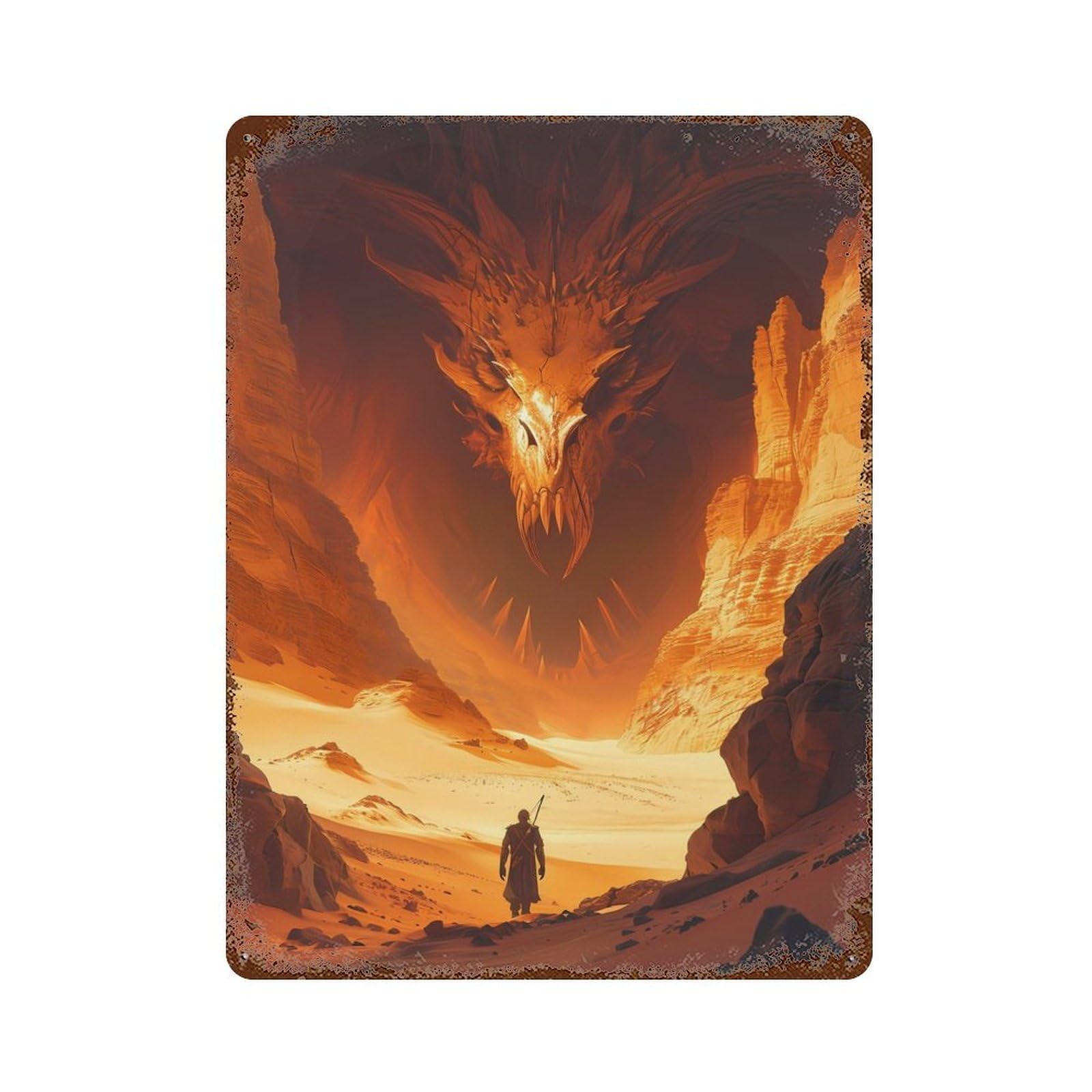 Sand Dragon Gate Distressed Metal Wall Sign 15.7"x11.8", Ideal for Cafe, Home Bar And Lounge Decor