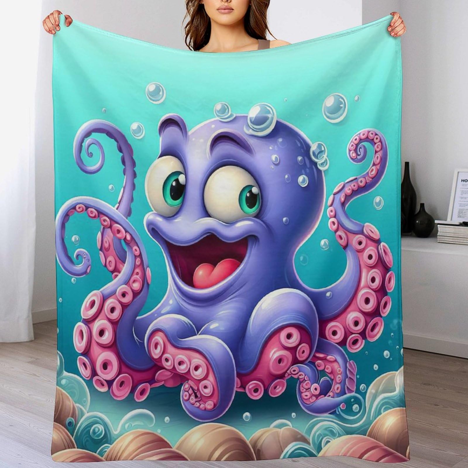 Manta de piel de pulpo para cama y sofa de franela suave en 130x180 cm