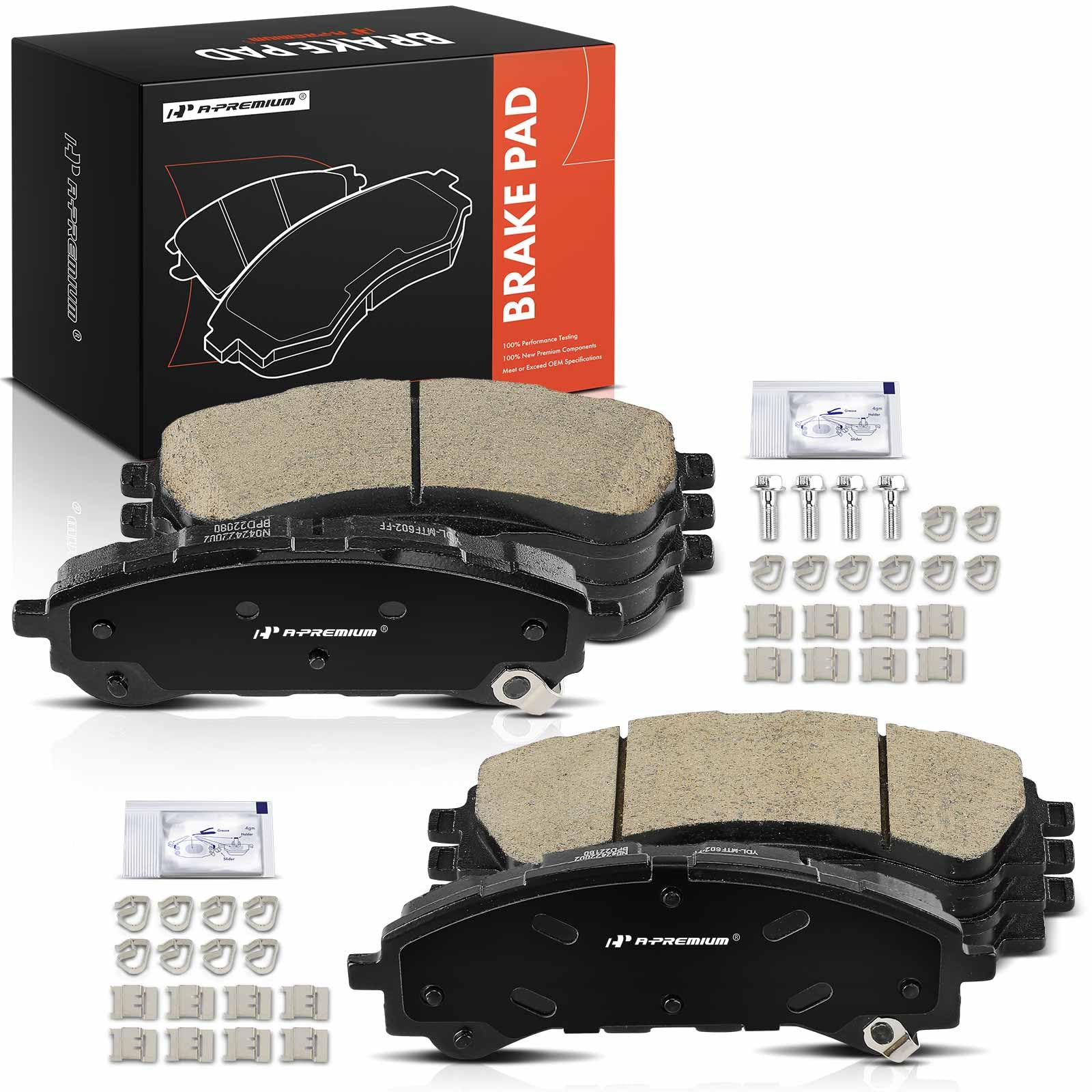 A-Premium Front and Rear Ceramic Brake Pads (8 Pc)